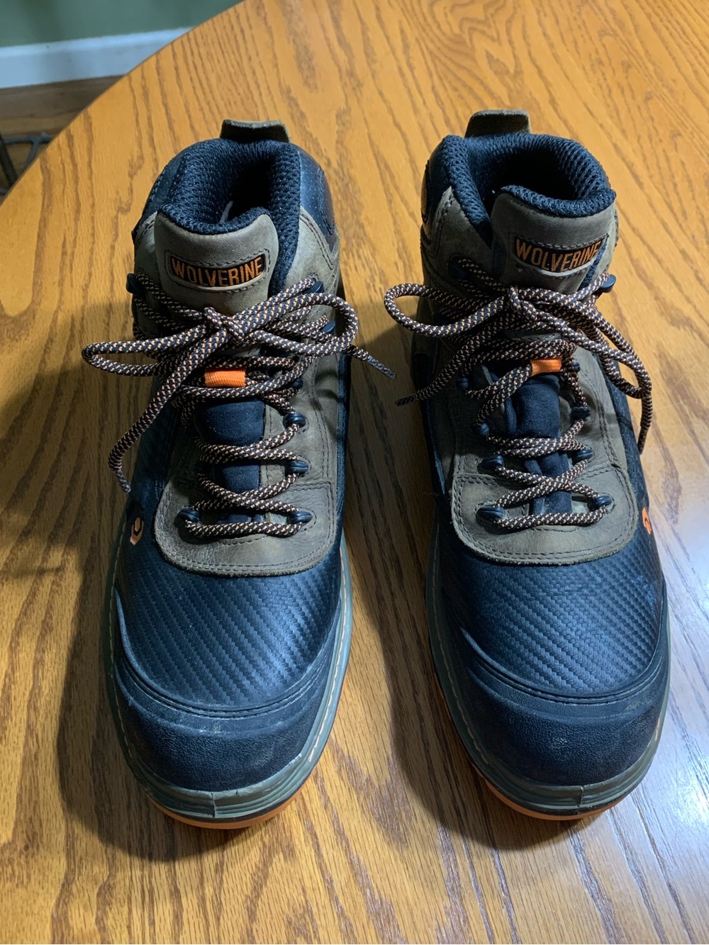 Men’s Wolverine Overpass composite toe safety boots in size 11.5W.